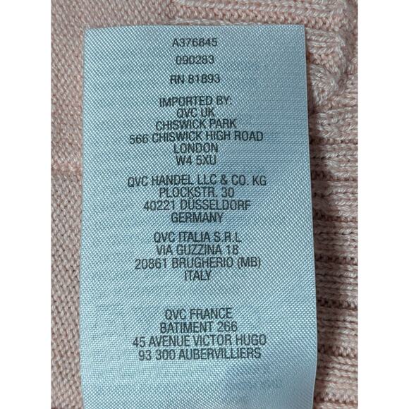 Isaac Mizrahi Live! Open Front Cardigan Sweater Women Size M Pink Flutter Hem - Picture 9 of 13